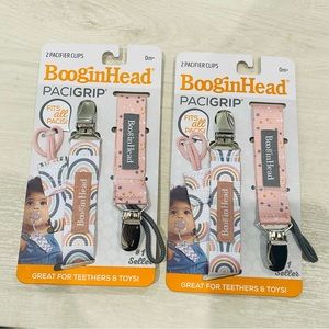 BooginHead Set of Two - 2Pk PaciGrip Pacifier Clip Pink and Gray